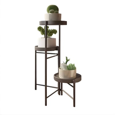 Metalen Plantenstandaard 3-Laags - Bloemenrek voor Balkon & Binnen - Zwart - 3 Delen