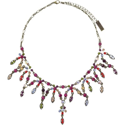 Behave® Ketting goudkleur met multi kleurige stenen – 40 cm mode-accessoire