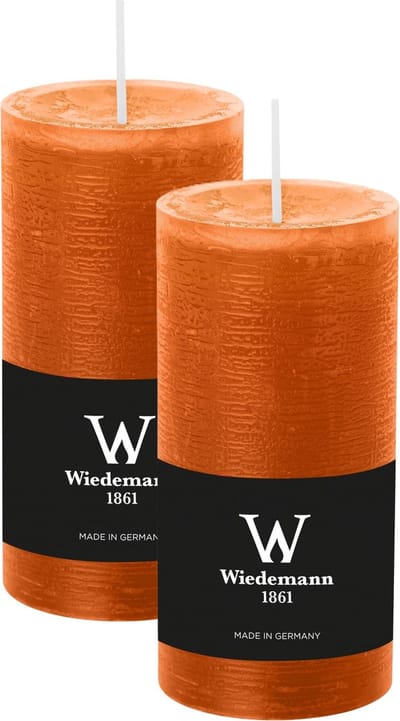 Wiedemann Cilinderkaars/stompkaars - 2x - rustieke kaars - cognac bruin - 6 x 12 cm - 42 branduren