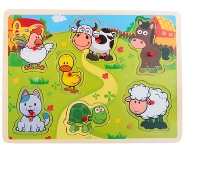 Animal peg puzzle 9pc 4as