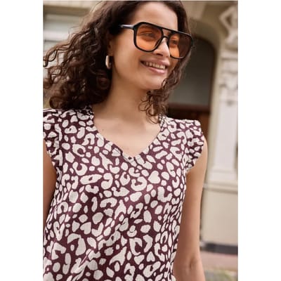 Blouse met V-hals en luipaardprint