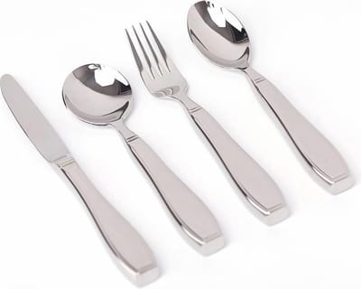Verzwaard bestek 4-delige set, aangepast bestekset met gewicht edelstaal - Verdikt handvat - 200 gram per stuk