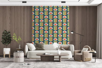 Behang - Fotobehang Retro - Bloemen - Scandinavisch - Breedte 165 cm x hoogte 220 cm