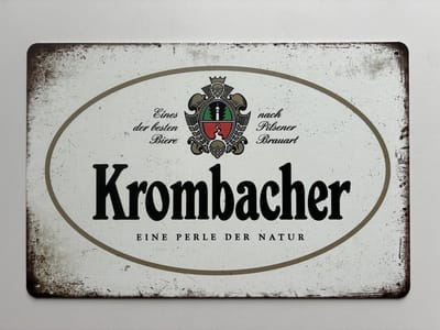 krombacher Metalen wandbord 20 x 30 cm - Mancave -Wand Decoratie - Metalen borden - Tekst borden - Metalen bord - Reclame bord - Vintage - Kroeg - Bar – Cafe - Horeca - rettro