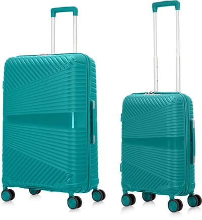 Mallorca Reiskofferset 2-delig - 39 en 93 liter - Handbagage en Ruimbagage - Koraal groen - Met Ingebouwd TSA Slot - Voor Vakanties en Weekendtrips