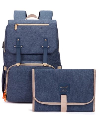Luiertas - Luierrugzak - Jeans Style - Ergonomisch - Met isoleervakjes - verschoningsmat en melk (vloeistof) opwarmzakje USB - Waterproof - Veel opberg ruimte - Kan ook over de hendel van een koffer geschoven worden - Bevestiging voor aan kinderwagen