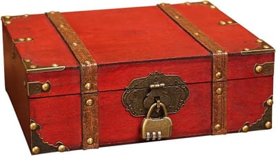Houten Schatkist - Decoratieve Doos - Spullen Opbergen - Handgemaakt Europees Design - 32 x 23.5 cm - Bruin