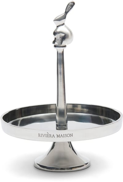 Riviera Maison Taartplateau met voet konijn Zilver - Bunny Taartstandaard - Aluminium - (ØxH) 17x23 PASEN