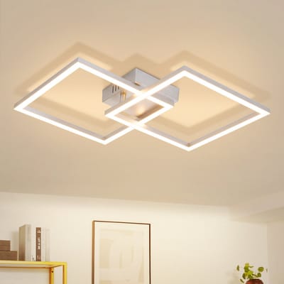 NETTLIFE LED Plafondlamp - Rechthoekig - Zilver - 24W - 3000K Warmwit - Draaibaar Modern Design - Slaapkamer Woonkamer Keuken Hal
