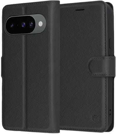Hoesje geschikt voor Google Pixel 10 / 10 Pro - Techsuit Leather Folio Book Wallet Case - Zwart
