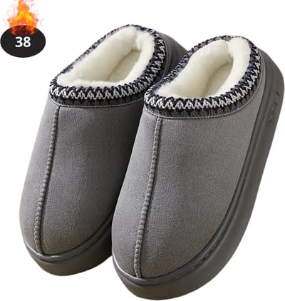 Nivard Warme Pantoffels - Sloffen - Slippers - Dames - Heren - Pluche - Maat 38 - Grijs