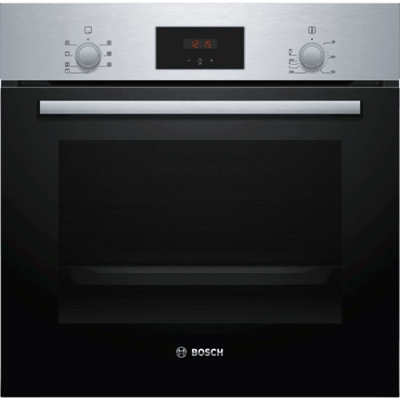 Bosch HBF133BR0 Inbouwoven 66 Liter - 5 Kookprogramma's, EcoClean Zelfreiniging, Snel Voorverwarmen, Roestvrij Staal/Zwart