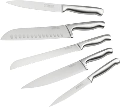 Set van 5 professionele keukenmessen van roestvrij staal van 24 tot 33,5 cm Nirosta Star