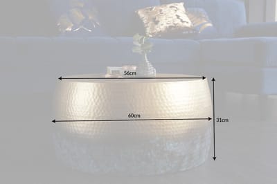 Ronde salontafel ORIENT III 60cm goud metaal met patina gehamerd ontwerp handgemaakt - 39885