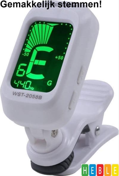 Heble® - "360°-Draaibare Gitaar Tuner met Clip-On Digitale Tuner - Wit"