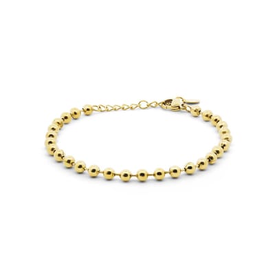 CO88 Collection Ballenarmband – 8CB-91440 – Goudkleurig – Roestvrij Staal – 4 mm Ballen – Verstelbaar 16,5 + 3 cm