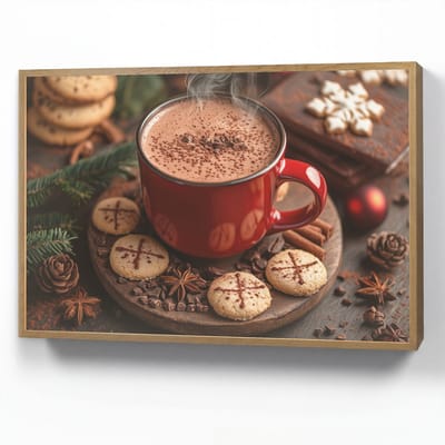 Wandlamp 90x60 cm - Oplaadbaar - Chocolademelk - Mok - Winter - Kerst - Gezelligheid - Wandlampen binnen woonkamer - Slaapkamer lamp - Decoratieve nachtlamp - Vloerlamp draadloos