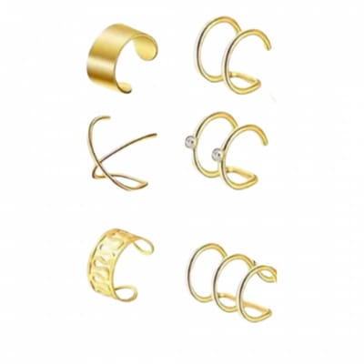6-Delig- Goudkleurig- Oorklemmen- Geen gaatje-Charme Bijoux