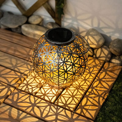 Solarlamp buiten solarlamp oosterse LED solar lantaarn buiten, lichteffect levensbloem, 1x LED warm wit, DxH 20x29 cm, terras tuin