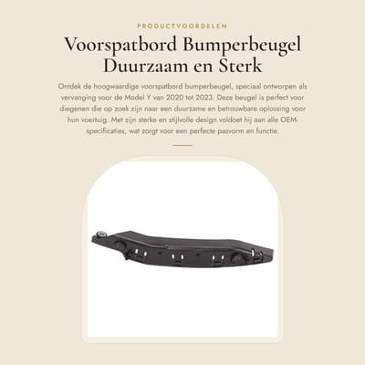 Dailygoods- Voorspatbord Duurzaam - Voorspatbord Bumperbeugel - Vervanging Model Y 2020-2023 - Verhoogde Bescherming - OEM-specificaties - Perfecte Vervanging - Bumpersteun