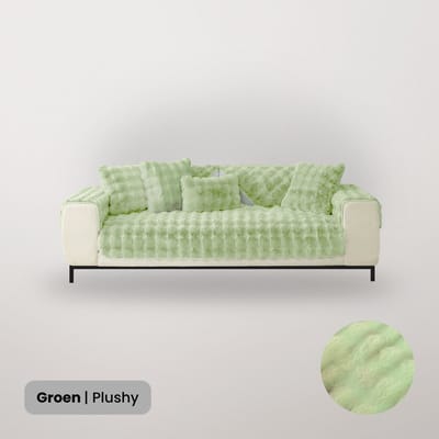 BankhoesDiscounter Plushy Bankkleed – Fleece Deken – Fleece Plaid – Bankbeschermer – Bankhoes – Groen – 70x70cm