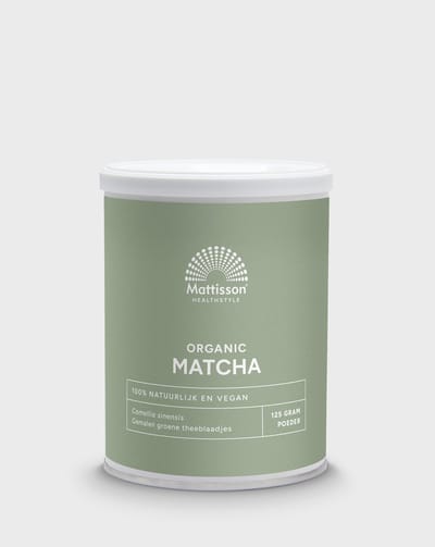 Mattisson - Biologische Matcha Poeder - Gemalen Groene Thee, Matcha Thee, Theeplant Camelia Sinensis - 125 Gram