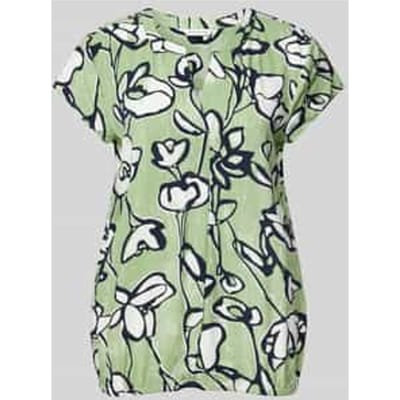 Loose fit blouse met korte mouwen van pure viscose met all-over motief