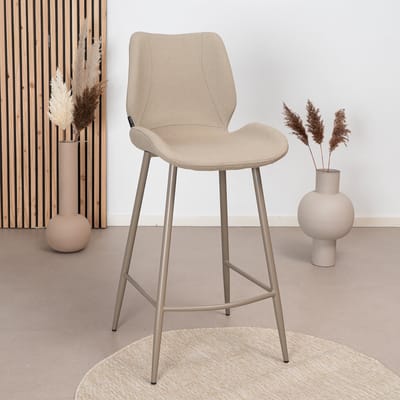 Bronx71® Scandinavische barkruk Jena taupe gerecyclede stof 69 cm - barstoel