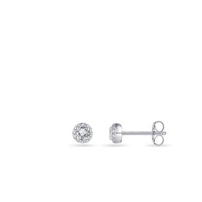 Jewels Inc. - Oorsteker - Roset gezet met Zirkonia  - 5mm Breed - Gerhodineerd Zilver 925