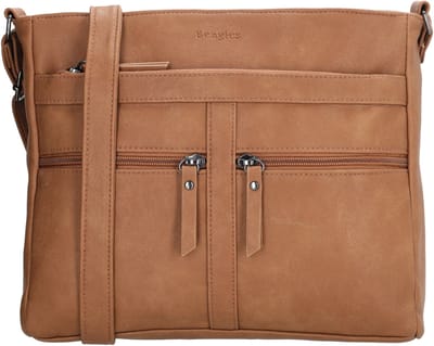 Beagles Majorca Crossbodytas - Schoudertas - Dames - Rits - Tussenvak - Verstelbare Schouderband - Praktisch - Camel