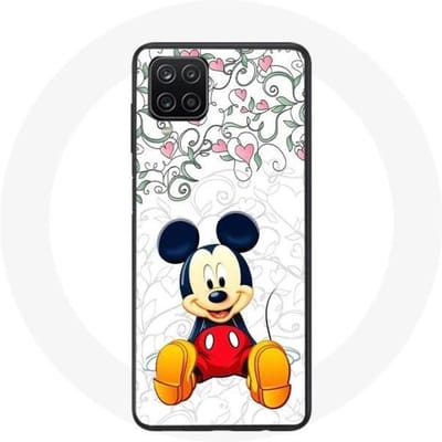 Coque Samsung Galaxy A12 Mickey Mouse Fleurs Cœurs