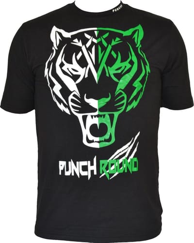Punch Round Tiger Razor Shirt Zwart Wit Groen - L