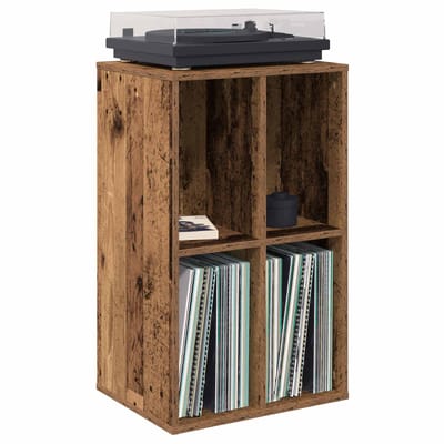 vidaXL - Platenkast - Eikenhout - 44,5 - x - 36,5 - x - 74,5 - cm - Bewerkt - hout