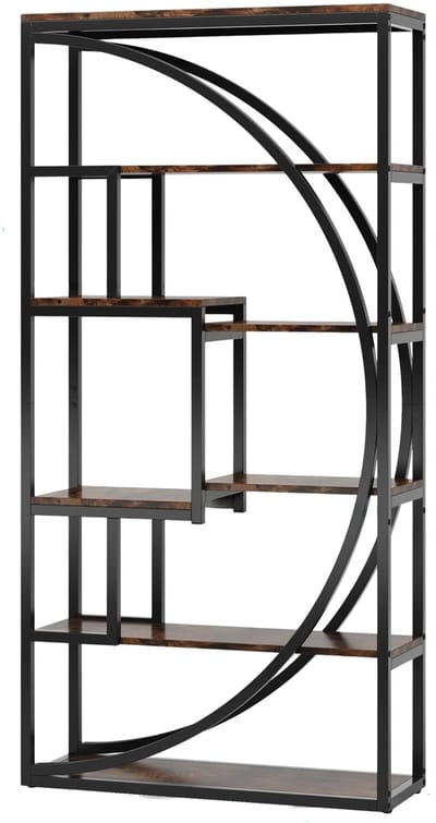 Boekenkast industrieel - Voor woonkamer, slaapkamer of kantoor - Opbergkast - 170cm - Vakkenkast - Khaki