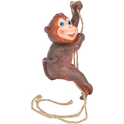 Hars Dieren Ornament Aapvormige Hangende Ornamenten Schommel Hanger Decoratie voor Huis Tuin Terras Tuin brown