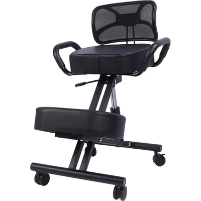 Chaise à genoux ergonomique réglable pour la posture avec support dorsal blanc