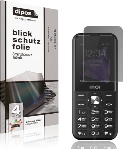 dipos – Matte Privacy Screenprotector geschikt voor INOI 340 PowerHub 4G | Anti-Spy Beschermfolie