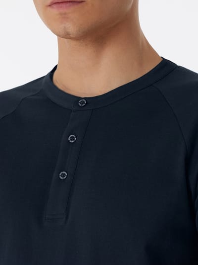 SCHIESSER selected! premium pyjamaset - heren pyjama lang biologisch katoen knoopsluiting gestreept nachtblauw
