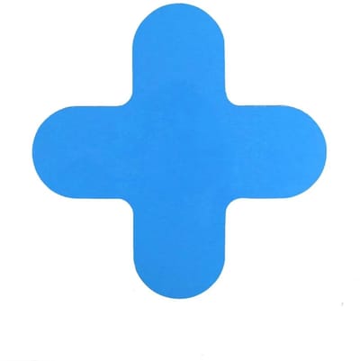 Kruis (X-stuk) Blauw 290 x 290 mm - vloersticker met vlakke toplaag