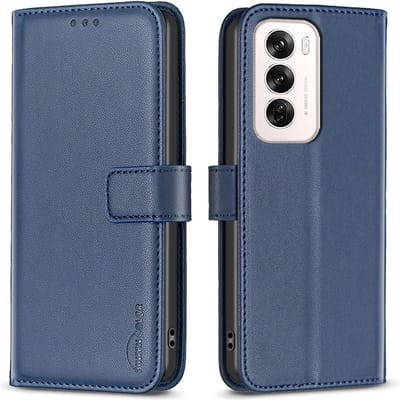 BINFEN Hoesje - Geschikt voor OPPO Reno12 Hoesje - BINFEN Color Book Case - Blauw