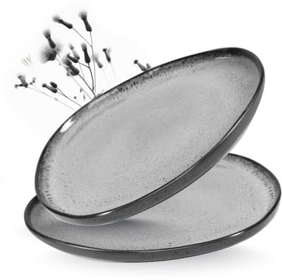 Moritz & Moritz ORGANIC Serveerplateau Set - 2-delig Serveerborden - Grote Borden - Keramiek - Grijs