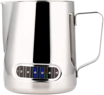 Koffieopschuimkan - Melkkan RVS - Melk Opschuimen - Met Thermometer - 600 ml - Zilver