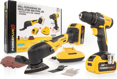 Powerplus Accu Gereedschapsset POWX00830 - Schroefboormachine van 20 V voor Hout en Metaal - incl. Batterij, Lader en Accessoires