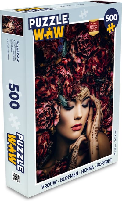 Puzzel Vrouw - Bloemen - Henna - Portret - Legpuzzel - Puzzel 500 stukjes