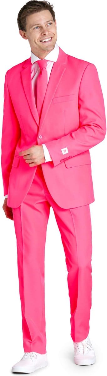 OppoSuits Neon Pink Power - Heren Pak - Carnavalskleding - Neon Roze - Thema Feest - Maat 46