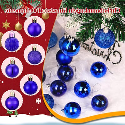 Complete Set van 42 Stuks Blauwe Schokbestendige Kerstballen - 3cm Plastic Decoraties voor de Kerstboom met Hanglussen, Feestelijke Versieringen voor Bruiloften en Feestdagen