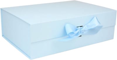 5x Luxe Magnetische Geschenkdozen Babyblauw - Stevige Cadeaubox met Lint voor Babyshower en Kraamcadeau