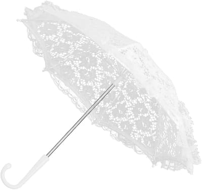 Dailygoods- Bruidsparaplu Witte Kanten - Vintage Parasol - Decoratie Parasol - Handgemaakte Parasol - Multifunctioneel - Romantische Bruiloft