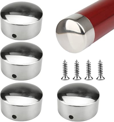 Allecto - 2 Paar Leuning Eindkappen - Ronde Railbeugels 45 mm - Roestvrij staal - Bescherming voor leuningen - Zilver - Geschikt voor diverse toepa...