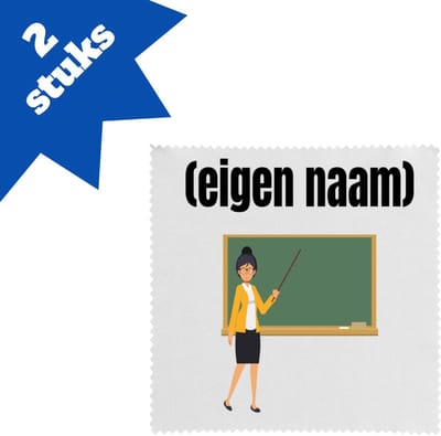 Akyol - docent met krijtbord met eigen naam brillendoekjes - Docent - leraren - jufvrouw - cadeau - verjaardag - kado - 17,8 bij 17,8 cm - 2 stuks